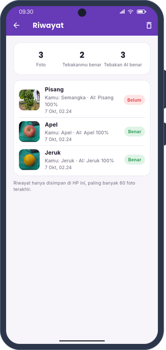 Buah-Seru history of guesses kept on the phone