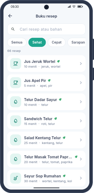 MEIRA recipe book filtered to lighter recipes